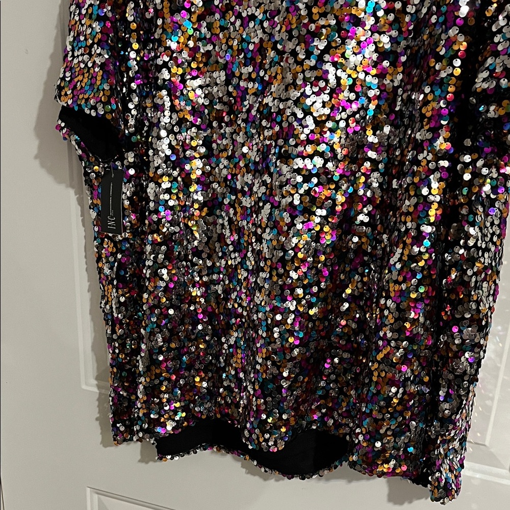 INC International Concepts Sequin Top - Black and Multicolor - Picture 8 of 9